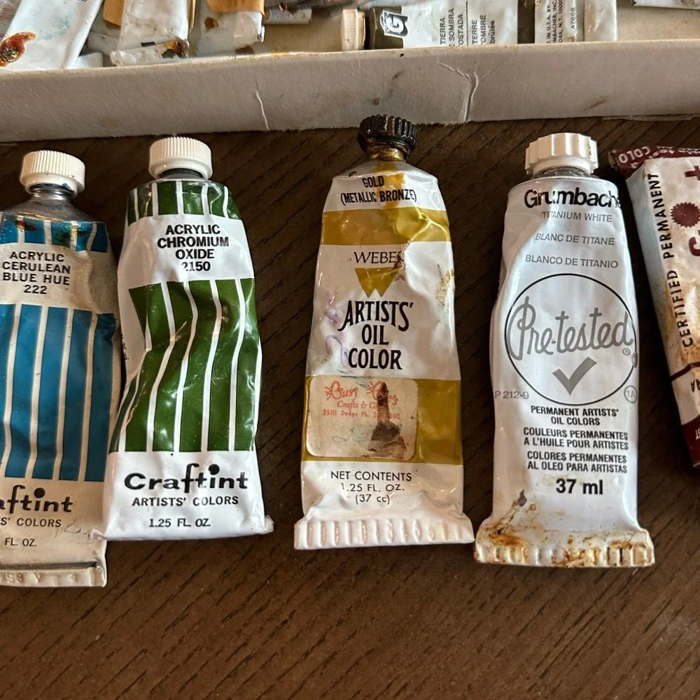 Vintage Grumbacher Craftint Weber Oil Acrylic Paint Lot Mixed Colors 38 Tubes